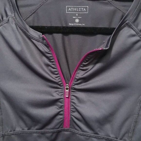 NWOT. Athleta gray Athletic Top with Zipper - Picture 6 of 11
